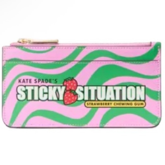 kate spade Handbags - Kate Spade NWT Novelty Sticky Situation Pink Bubble Gum Large Slim wallet card